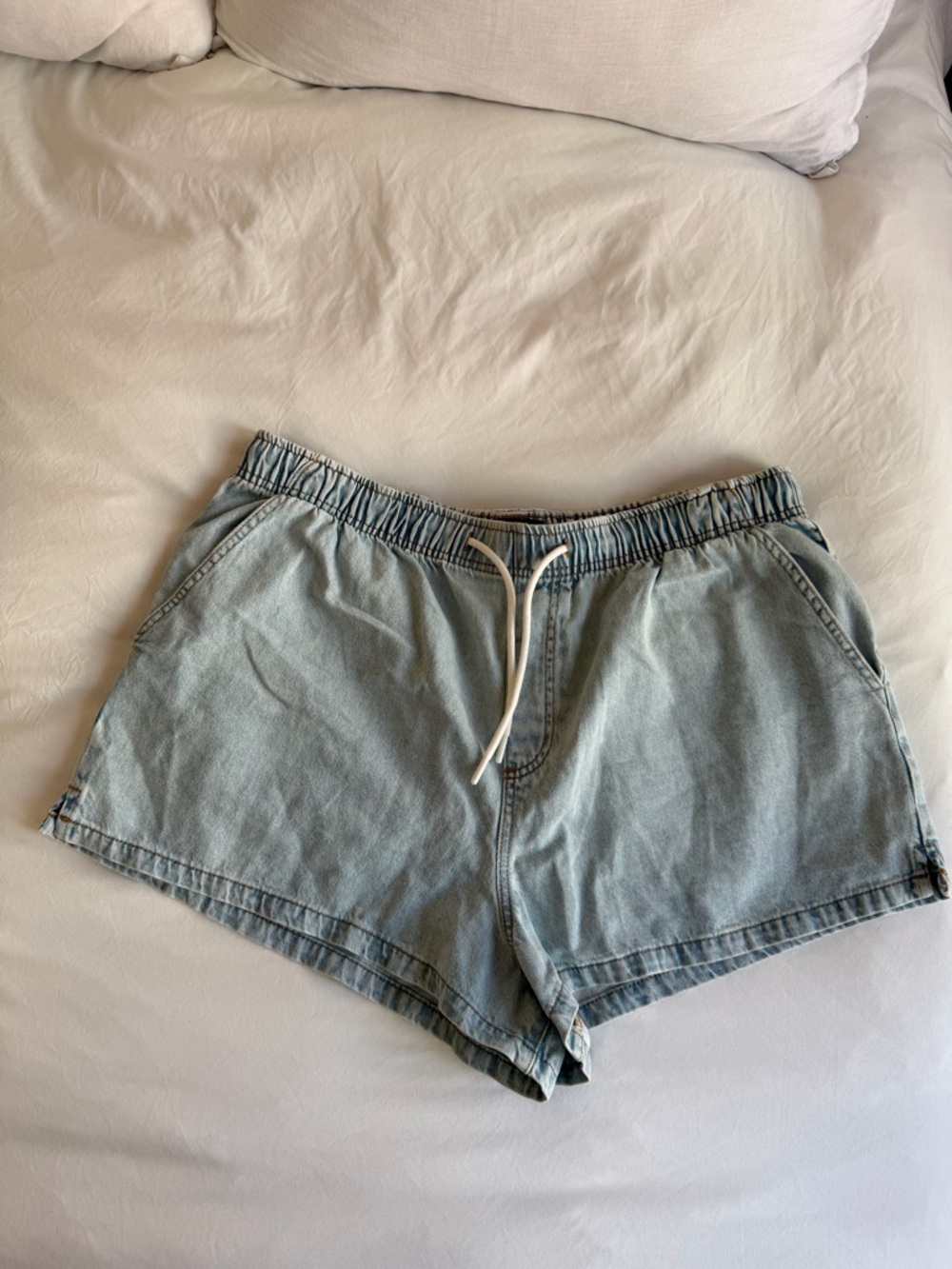 ASOS Light Blue Denim Drawstring Shorts